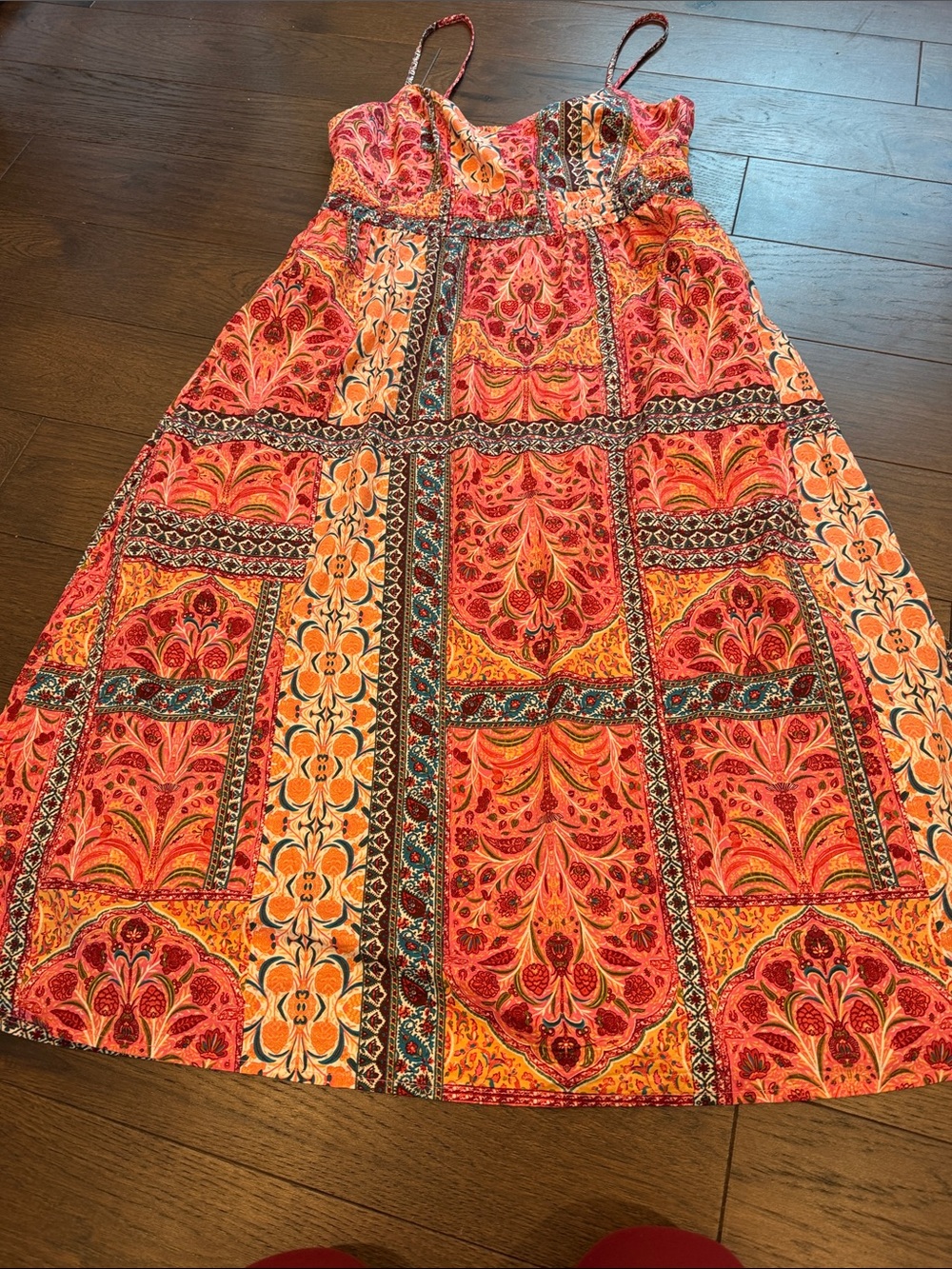 Old Navy Waist Defined Midi Tank Dress Medium in Pink Paisley - C1-304 - Picture 5 of 9